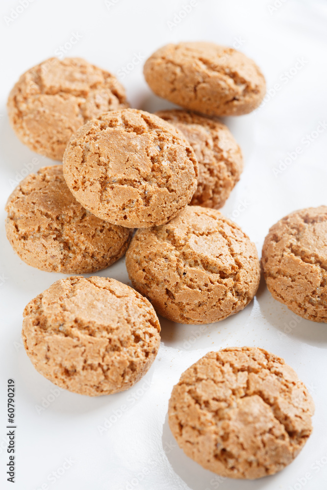 Italian Amaretti biscuits on white background Italian Amaretti biscuits on white background