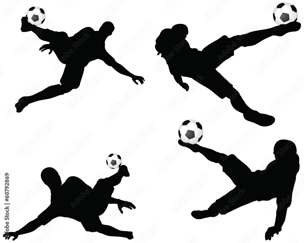 poses of soccer players silhouettes in air position poses of soccer players silhouettes in air position