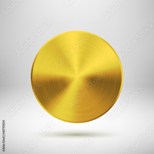 Abstract Circle Button with Gold Metal Texture