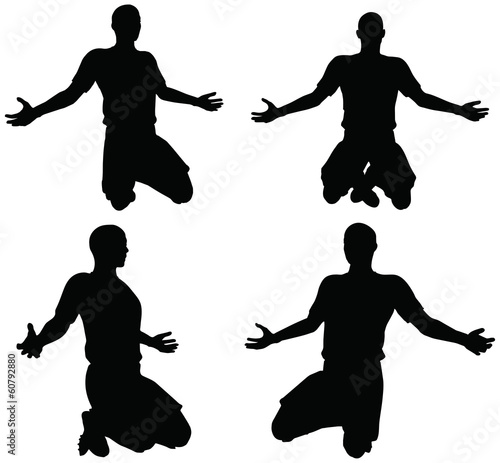 poses of soccer players silhouettes in rejoices position