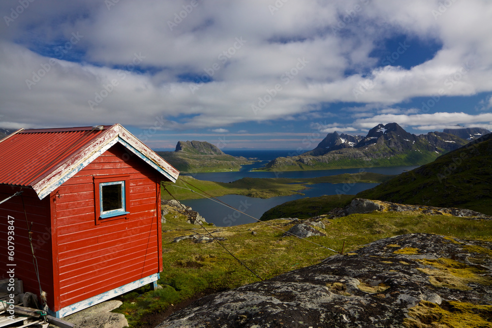 Red hut on Lofoten islands