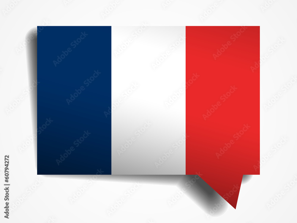 France flag paper 3d realistic speech bubble on white background