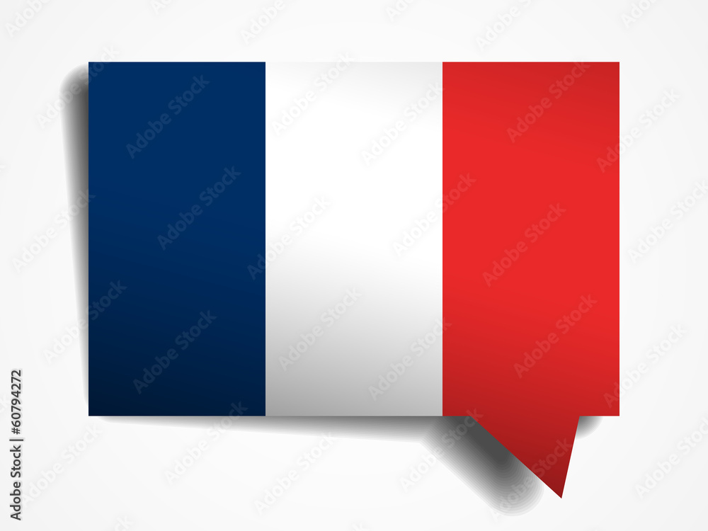 France flag paper 3d realistic speech bubble on white background France flag paper 3d realistic speech bubble on white background