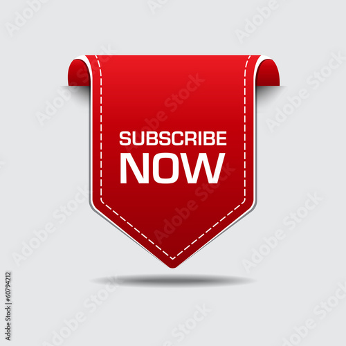 Subscribe Now Red Label Vector Icon