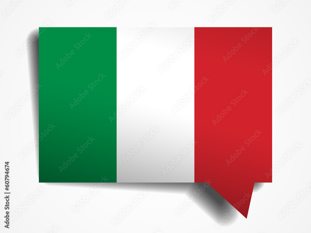 Italy flag paper 3d realistic speech bubble on white Italy flag paper 3d realistic speech bubble on white