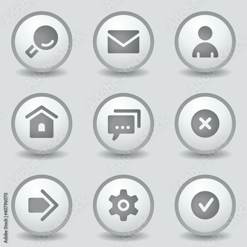 Basic web icons, grey circle buttons
