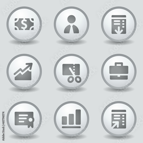 Finance web icons, grey circle buttons