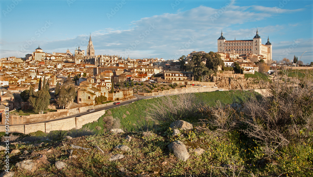 Toledo in morning light - Alcazar and cathedral