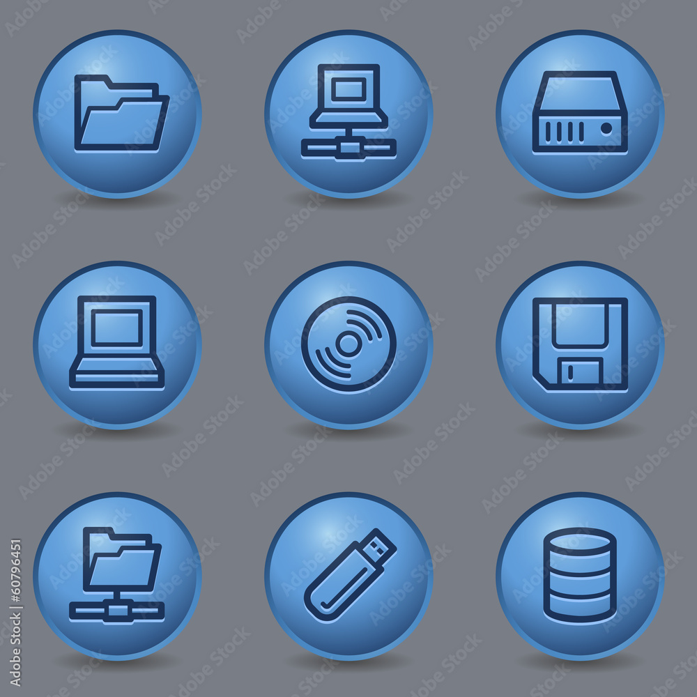 Drive storage web icons, circle blue buttons Drive storage web icons, circle blue buttons