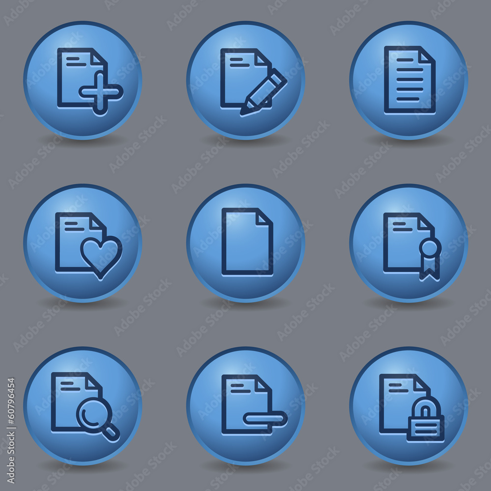 Document web icons, circle blue buttons Document web icons, circle blue buttons