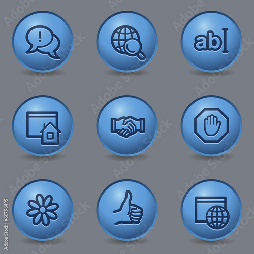 Internet web icons, circle blue buttons