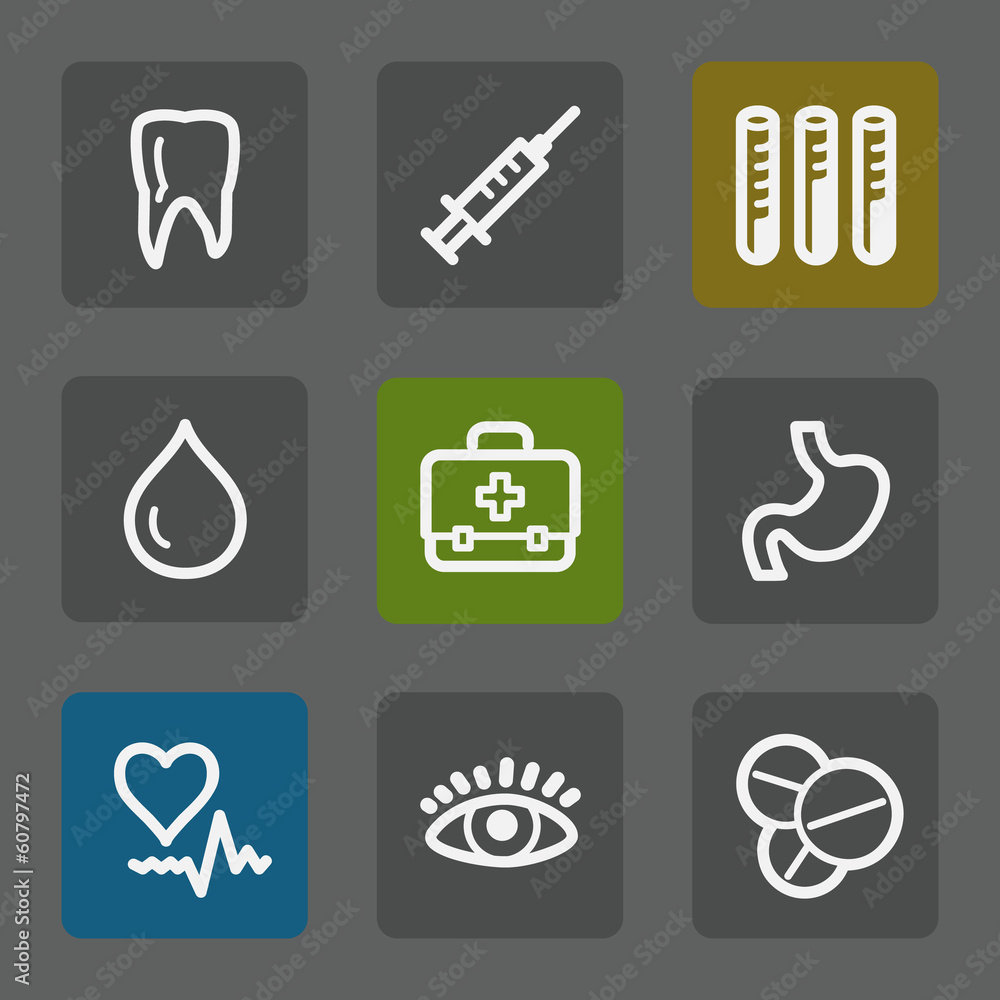 Medicine web icons set 1, flat buttons Medicine web icons set 1, flat buttons