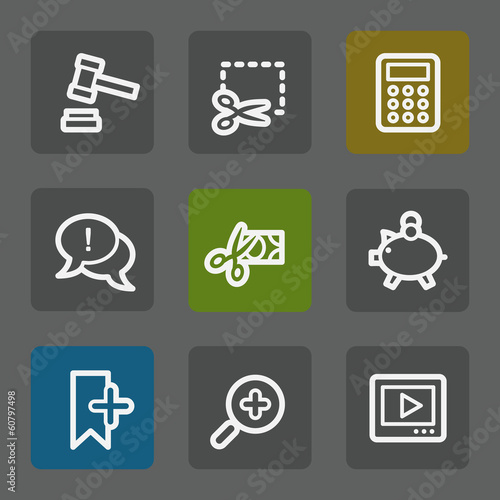 Shopping web icons set 3, flat buttons