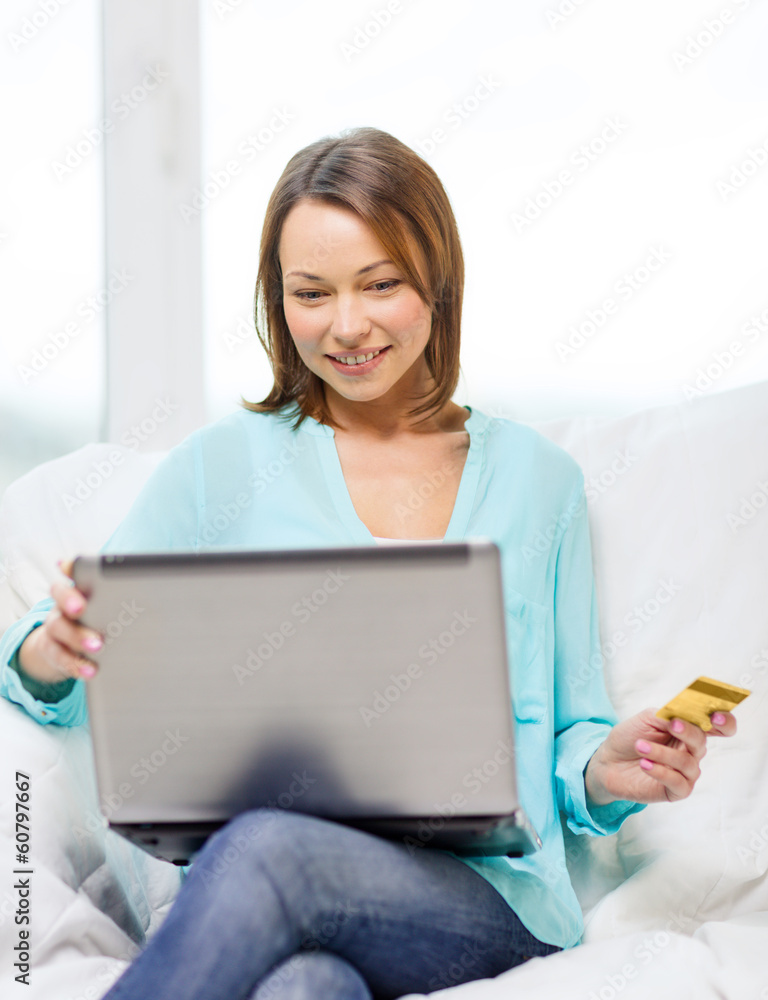 smiling woman with laptop computer at home smiling woman with laptop computer at home