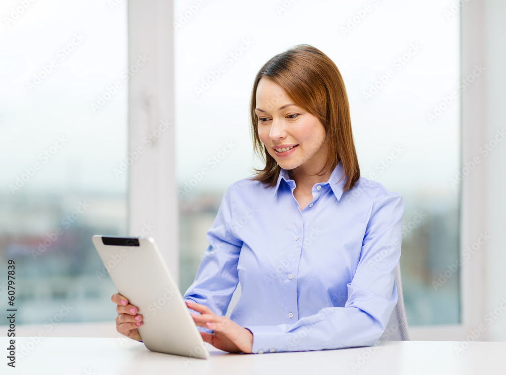 smiling businesswoman or student with tablet pc smiling businesswoman or student with tablet pc