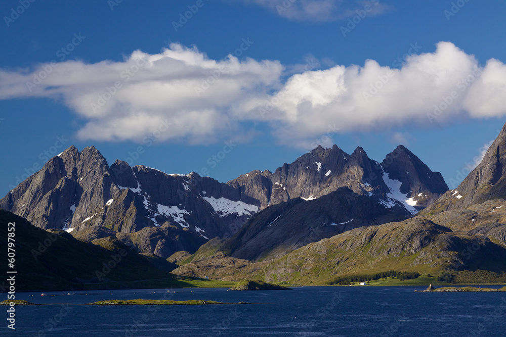 Scenic mountains on Lofoten