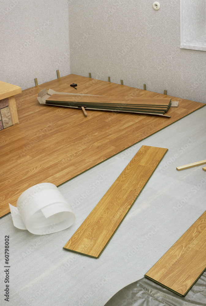 Laying  laminated panels the color of the wood