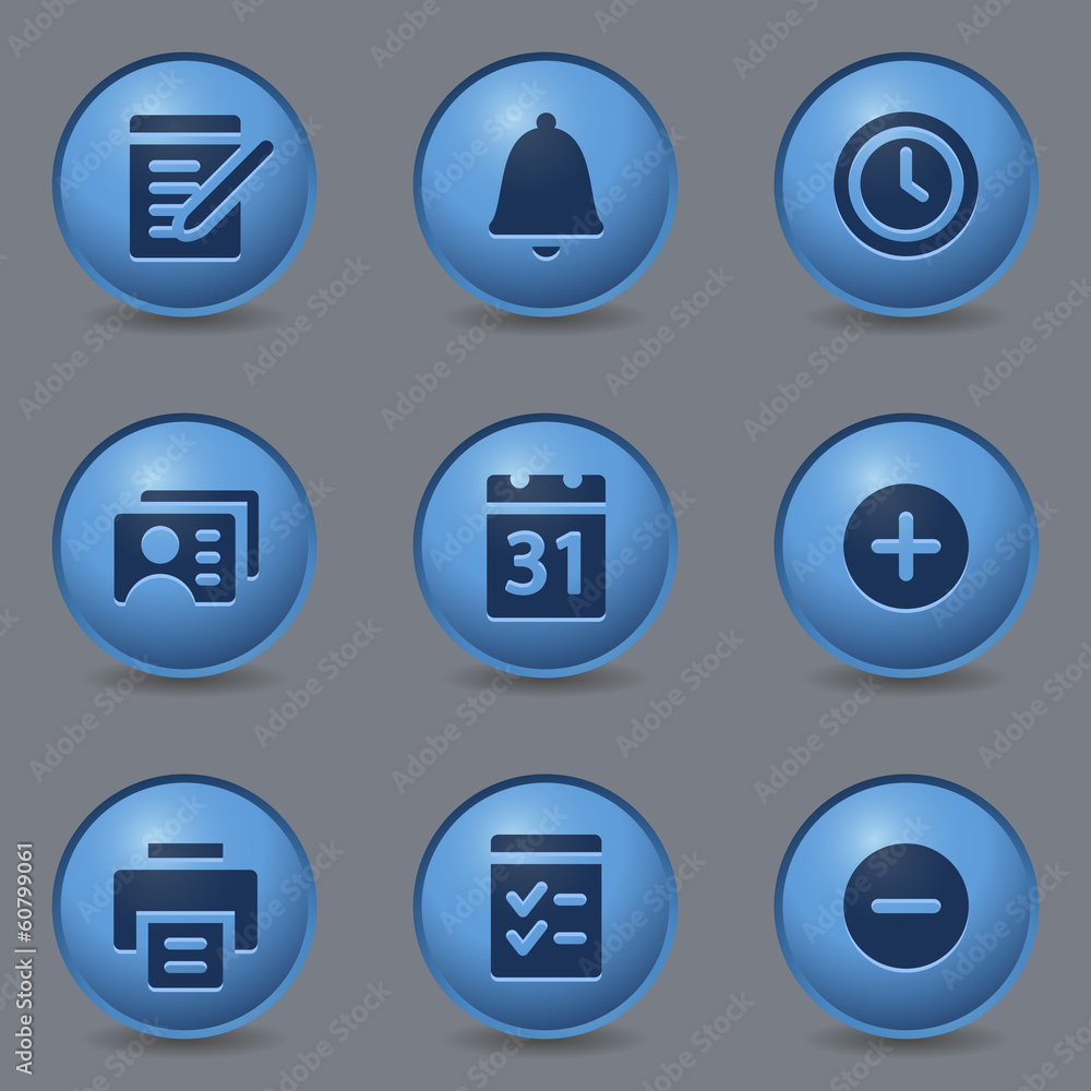 Organizer web icons, circle blue buttons Organizer web icons, circle blue buttons
