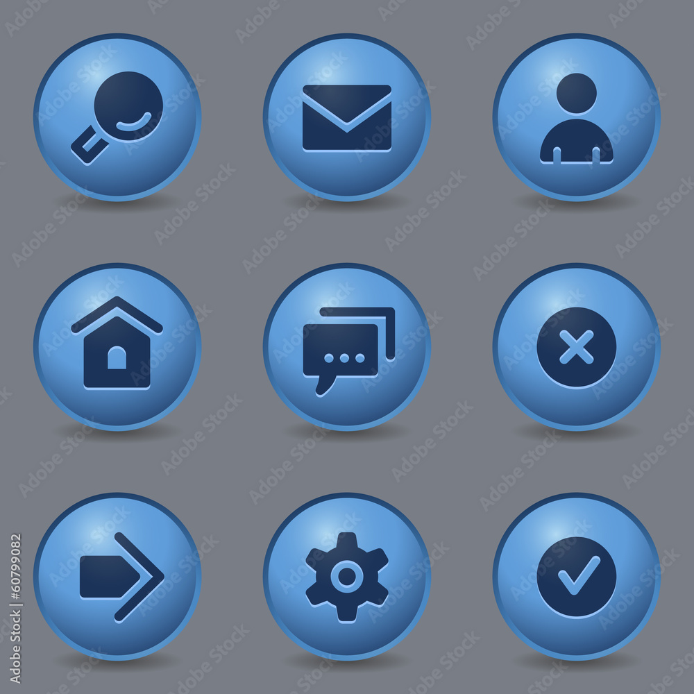 Basic web icons, circle blue buttons Basic web icons, circle blue buttons