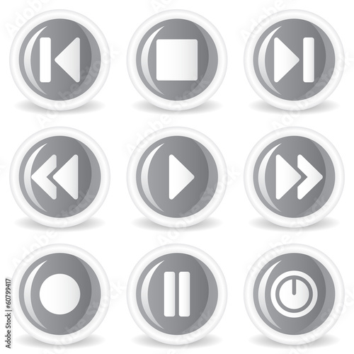 Free Download Media player web icons, grey glossy circle  buttons - GFXLoad