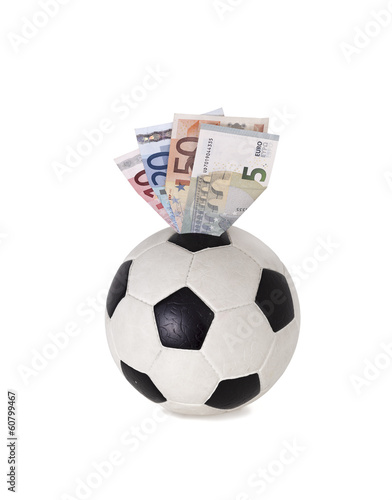Obraz na płótnie Geld. Fußball. Spardose.