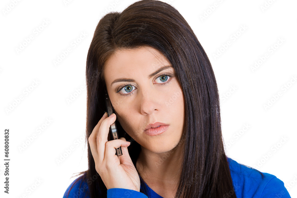 Depressed woman receiving bad news on a phone Depressed woman receiving bad news on a phone