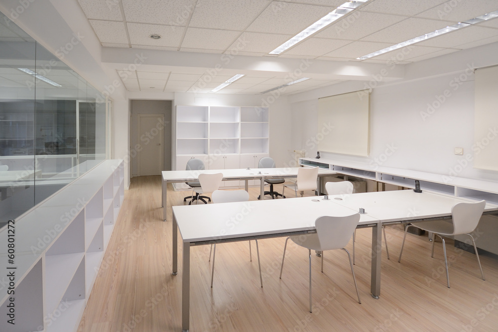 Fototapeta premium Modern office with white furniture