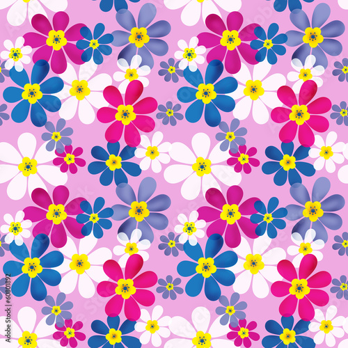 Floral seamless pattern with colorful flowers