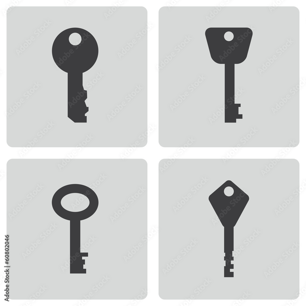 Vector black key icons set Vector black key icons set