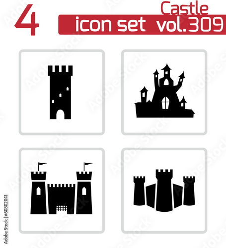 Vector black castle icons set