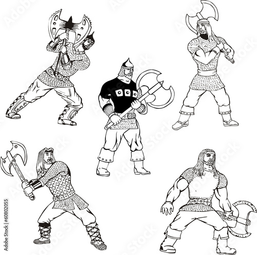 Russian bogatyrs with pole-axes