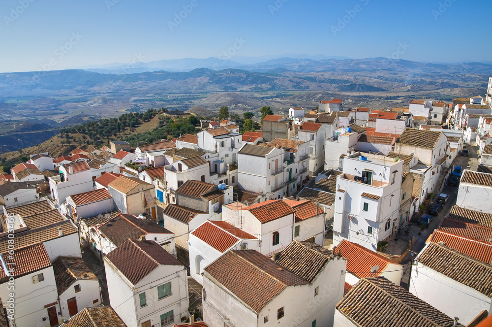 Panoramic view of Pisticci. Basilicata. Italy.