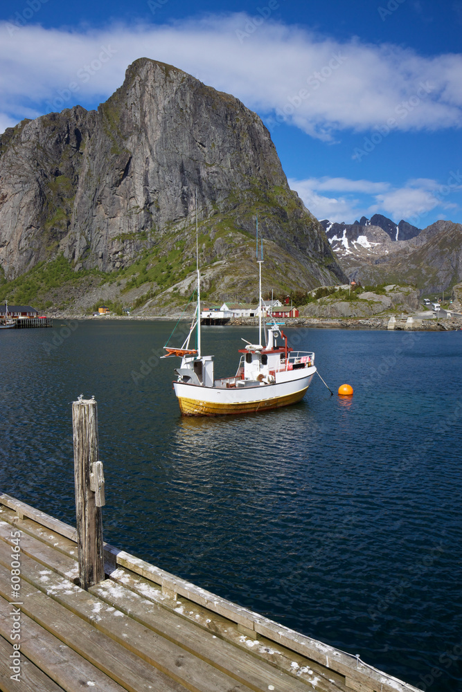 Fishing boat in fjord