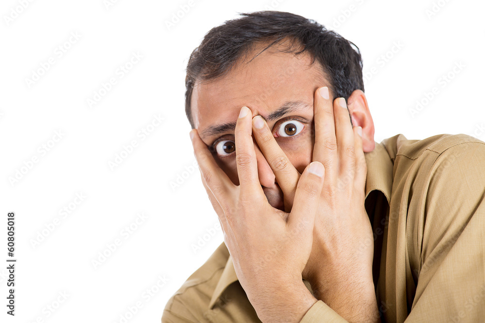 Scared, shocked young man, full of fea Scared, shocked young man, full of fea