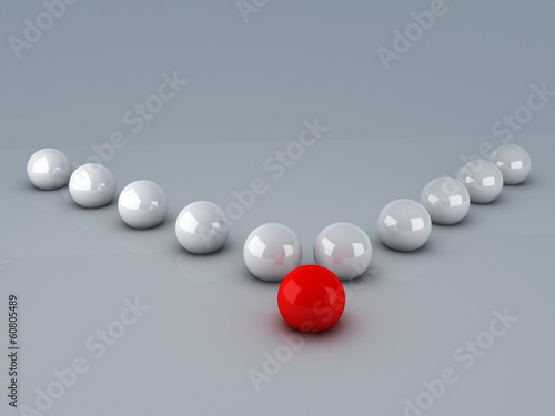 Red leader ball of white teamwork concept