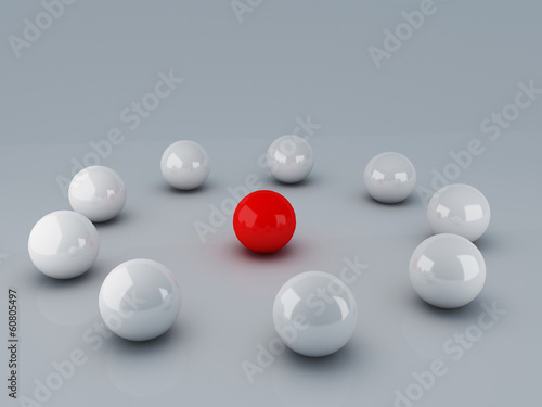 Red leader ball of white teamwork concept © Mego-studio