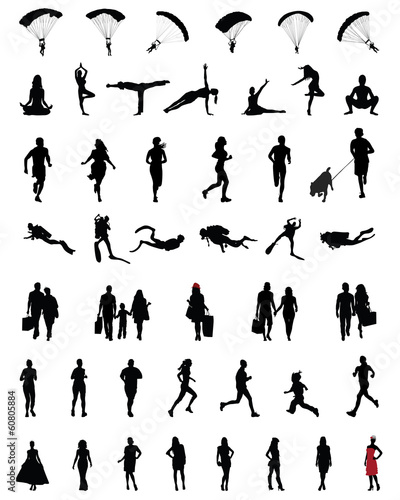 Black silhouettes of people in different situations 3, vector