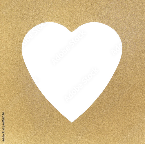 Golden texture and frame, with white heart