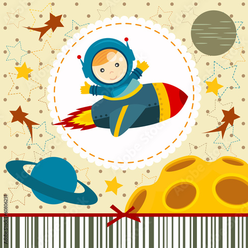 baby boy astronaut - vector illustration