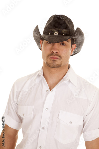 cowboy white shirt black hat serious © Poulsons Photography