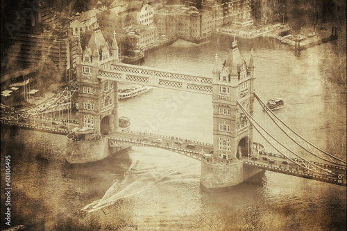 Naklejki na drzwi Rocznika Retro obrazek wierza most w Londyn, UK