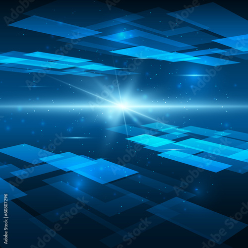 Abstract technology background with bright flare.