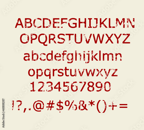 Grungy rubber stamp style alphabet vector