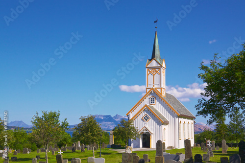 Norwegian church in Forvik, Norway photo