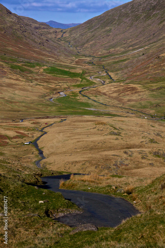 Looking down into picturesque Duddon Valley in Cumbria, England photo