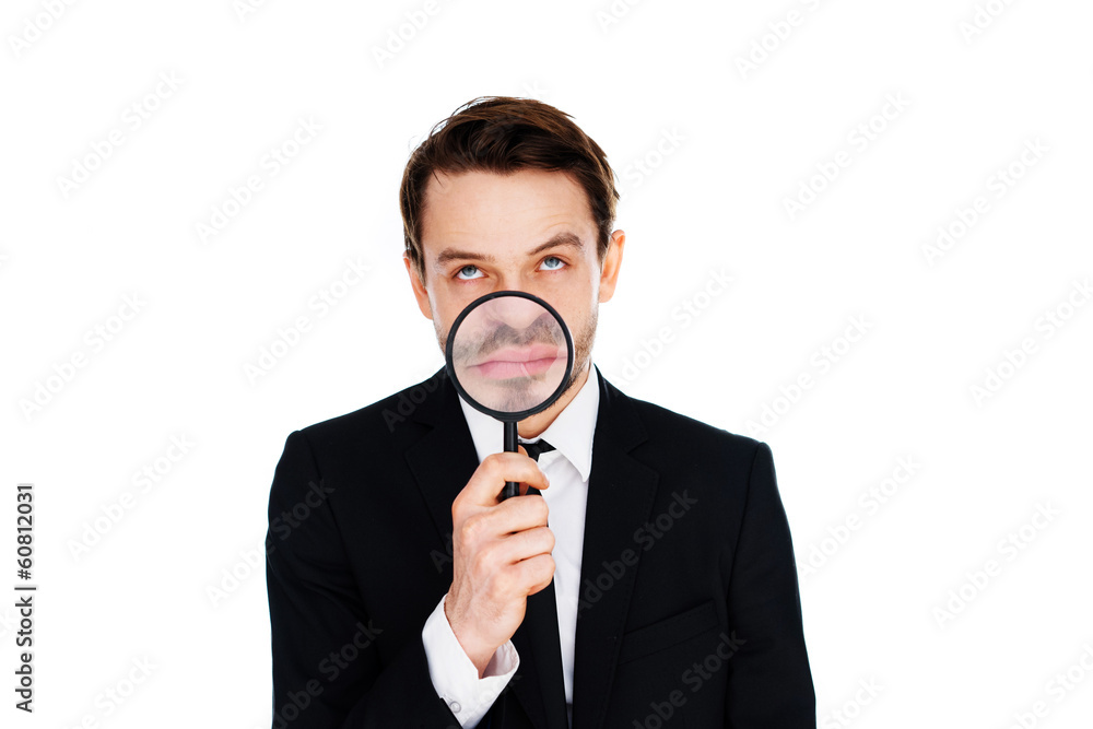 Businessman with a magnified smile Businessman with a magnified smile