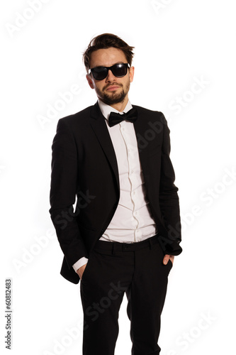 Cool macho businessman in sunglasses