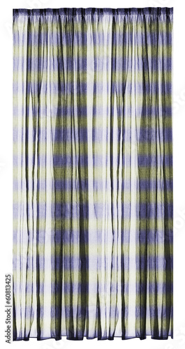 ISOLATED CURTAIN WITH STRIBE ON WHITE BACKGROUND photo