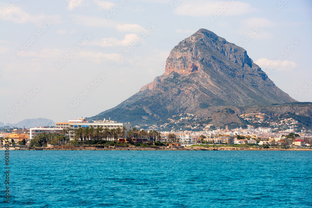 Javea Xabia port marina with Mongo mountain in Alicante