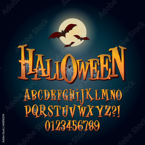 Three Dimensional Halloween Alphabet and Digit Vector